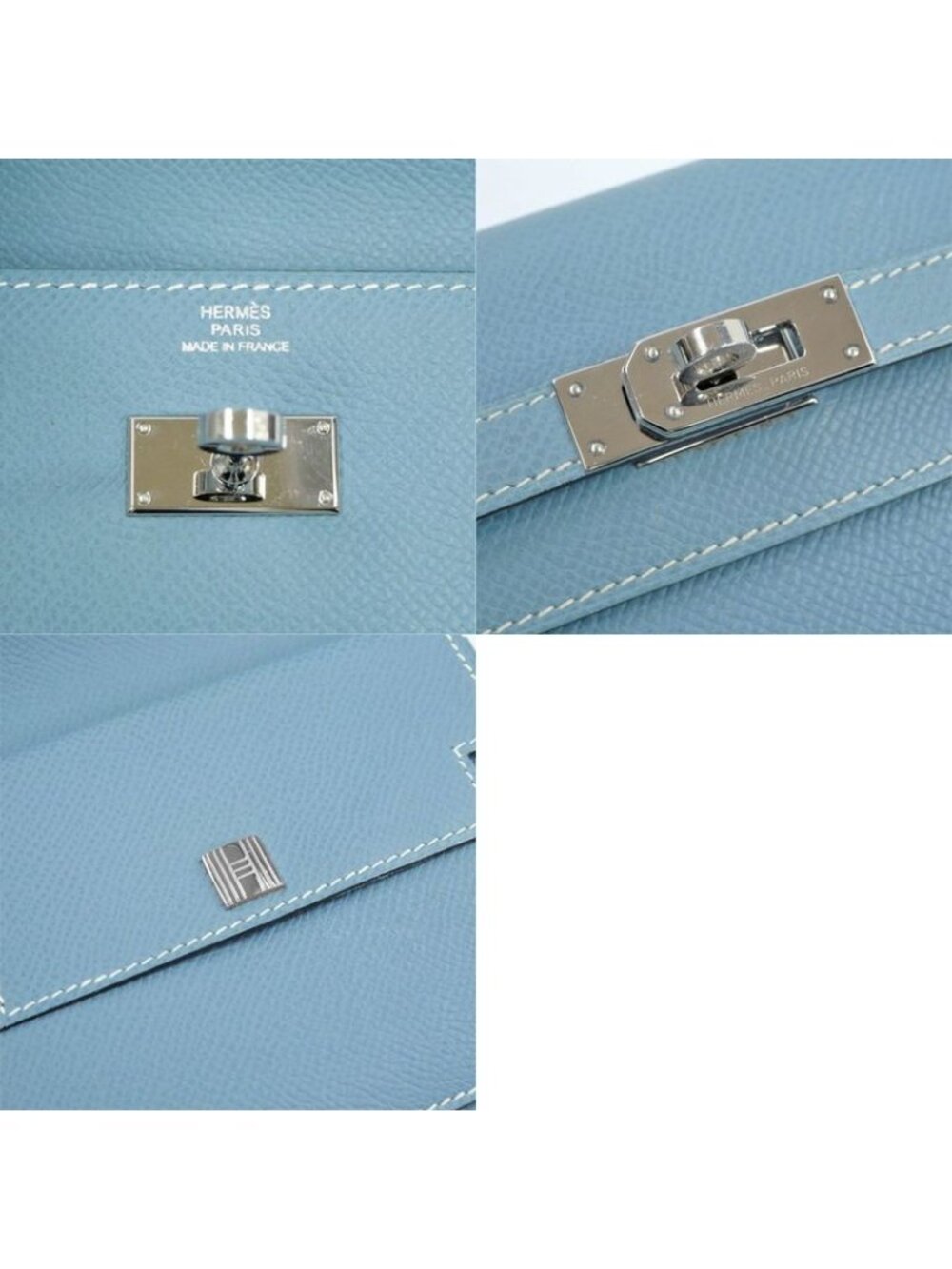 Hermes Kelly Wallet Compact Trifold Blue Jean Silver Hardware - Picture 7 of 10